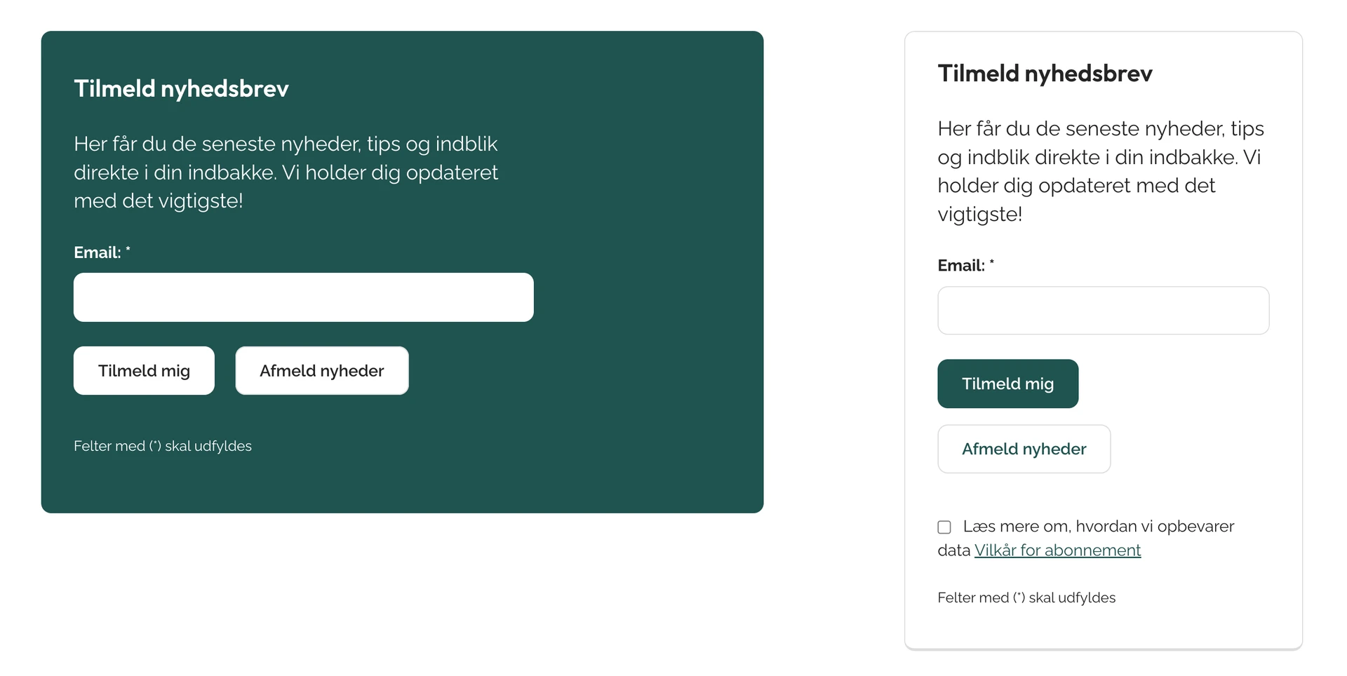 image of email subscription boxes